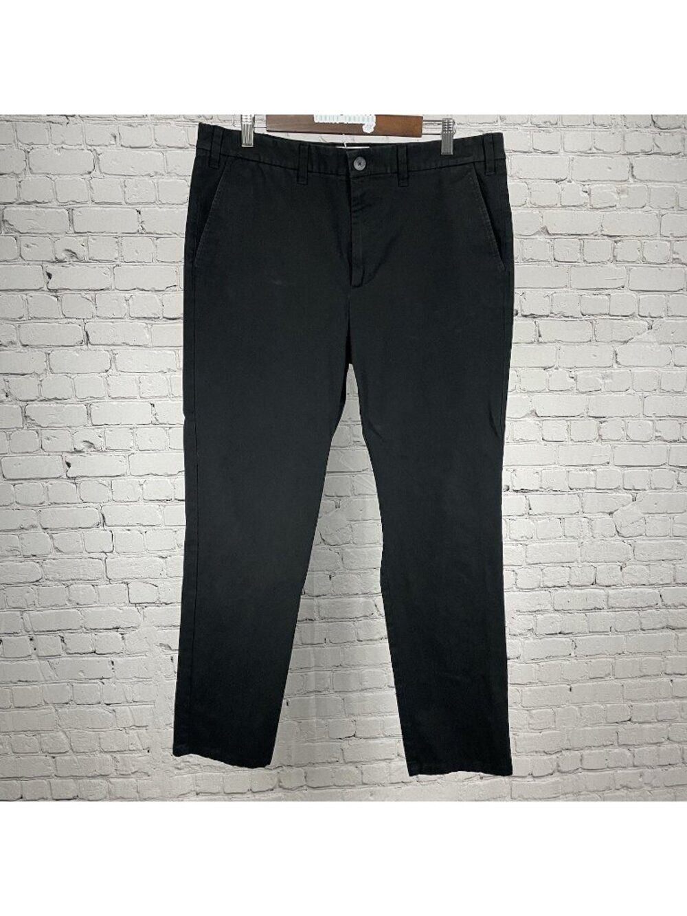 Marks & Spencer Black Regular Fit Straight Leg Chino Pants Stretch Size 36x31